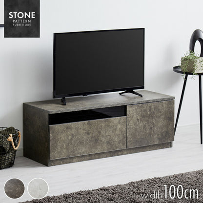 【5%OFF】テレビボード ストーン調 幅100cm ガラス窓 引き出し付き テレビ台 100 ローボード ロータイプ TVボード TV台 セラミック調 グレー 引き出し テレビラック AVラック リビング収納 テレビラック