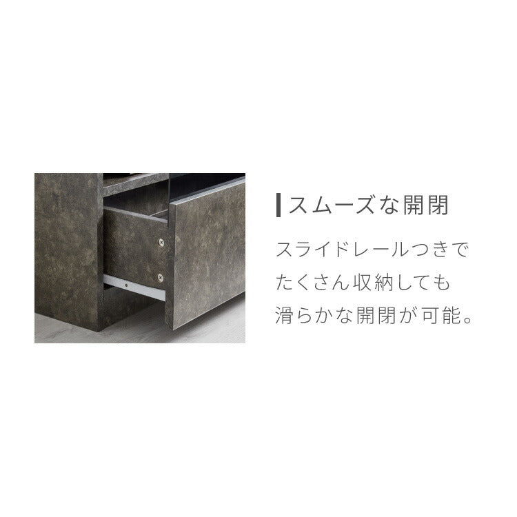 【5%OFF】テレビボード ストーン調 幅120cm ガラス窓 引き出し付き テレビ台 120 ローボード ロータイプ TVボード TV台 セラミック調 グレー 引き出し テレビラック AVラック リビング収納 テレビラック