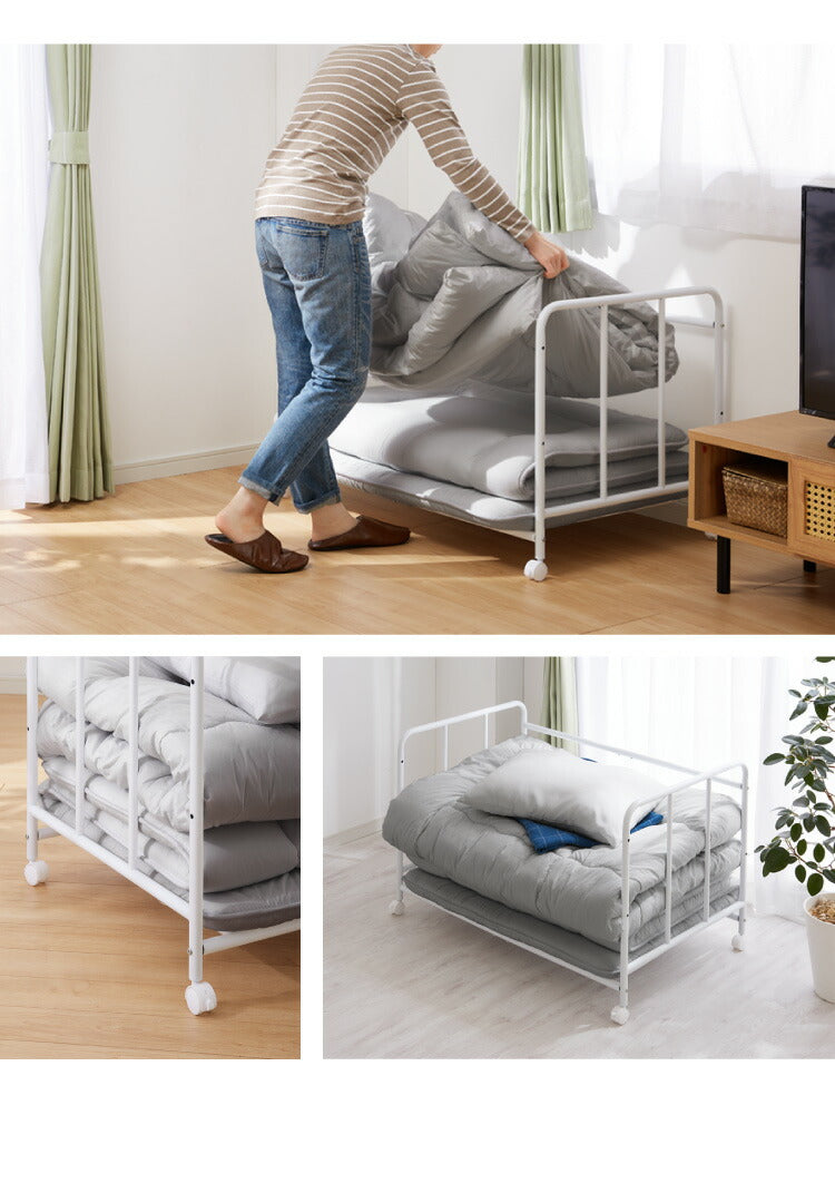 布団収納ラック 約幅105cm キャスター付き 布団ラック 高さ3段階調整 布団収納 敷布団 敷き布団 掛布団 掛け布団 収納 押し入れ収納 クローゼット