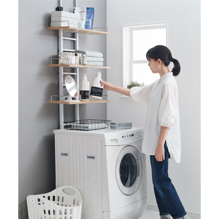 突っ張り ランドリーラック 3段 洗濯機ラック 幅60 高さ215~270cm 洗濯機上ラック スリム 収納棚 つっぱり ラック オープンラック 棚3段 ウォールラック 壁面収納