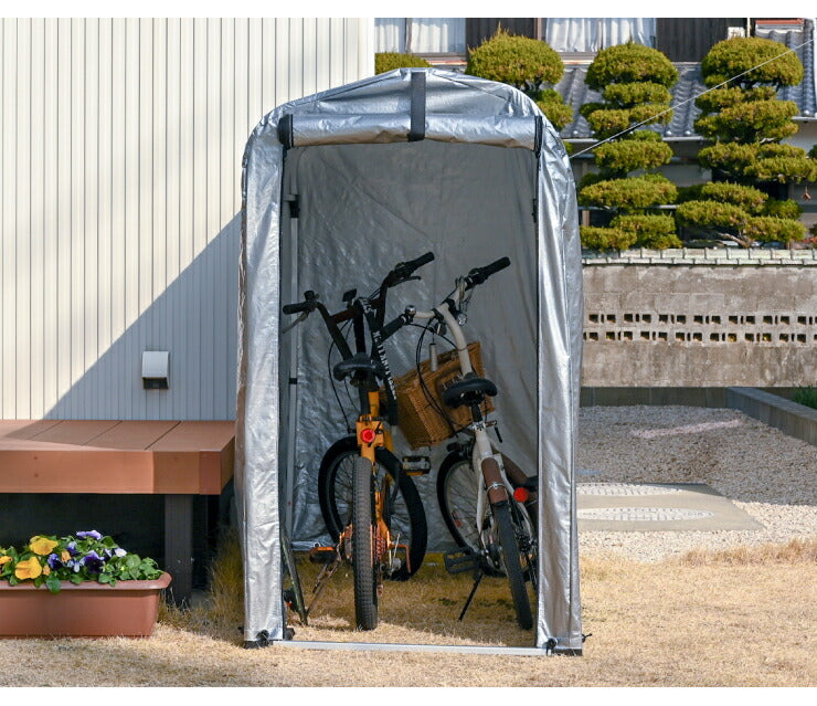 アルミサイクルハウス 1~2台用 SKHS-0102SV サイクルヤード 自転車 収納庫 屋根 ガレージ サイクルハウス 自転車置場