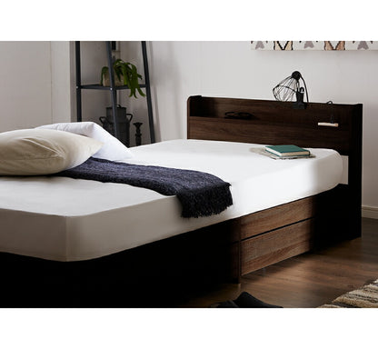 棚・コンセント付き 収納ベッド ダブル フレームのみ 宮付き 引出し付き 収納 コンセント2口 北欧 シンプル 新生活 一人暮らし ベッド ベッドフレーム 宮棚 引き出し SNBD-TC-001D (代引不可)