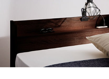 棚・コンセント付き 収納ベッド ダブル フレームのみ 宮付き 引出し付き 収納 コンセント2口 北欧 シンプル 新生活 一人暮らし ベッド ベッドフレーム 宮棚 引き出し SNBD-TC-001D (代引不可)