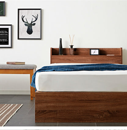 棚・コンセント付き 収納ベッド シングル フレームのみ 宮付き 引出し付き 収納 コンセント2口 北欧 シンプル 新生活 一人暮らし ベッド ベッドフレーム 宮棚 引き出し SNBD-TC-001S (代引不可)