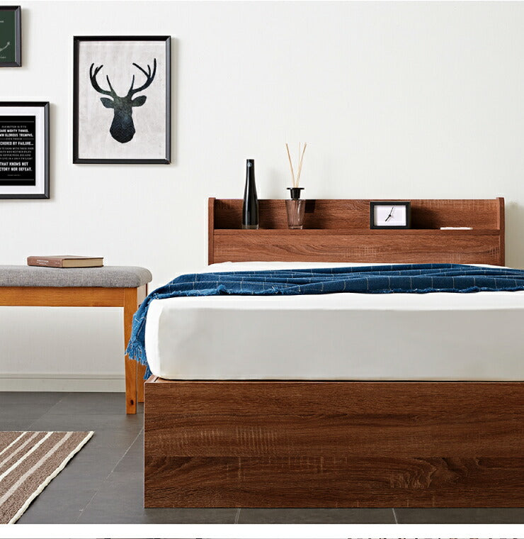 棚・コンセント付き 収納ベッド セミダブル フレームのみ 宮付き 引出し付き 収納 コンセント2口 北欧 シンプル 新生活 一人暮らし ベッド ベッドフレーム 宮棚 引き出し SNBD-TC-001SD (代引不可)