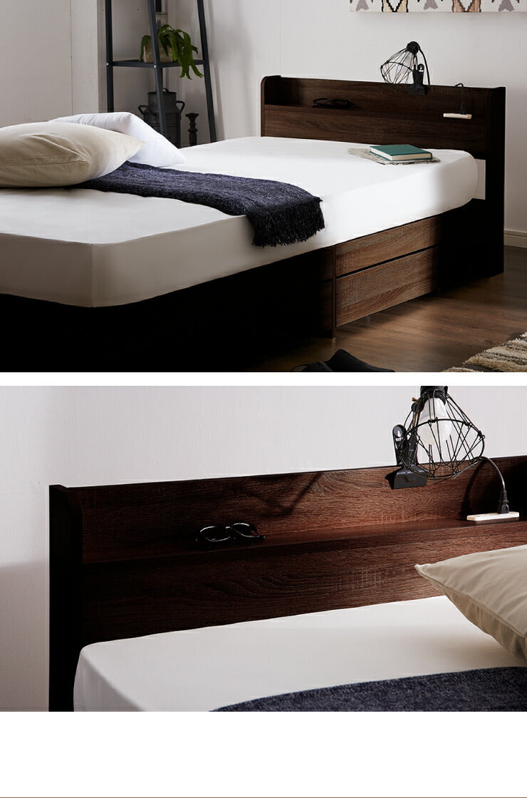 棚・コンセント付き 収納ベッド セミダブル フレームのみ 宮付き 引出し付き 収納 コンセント2口 北欧 シンプル 新生活 一人暮らし ベッド ベッドフレーム 宮棚 引き出し SNBD-TC-001SD (代引不可)