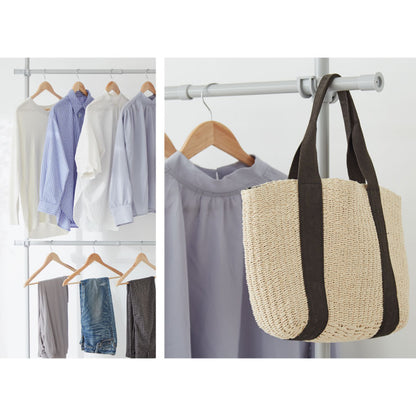 ハンガーラック 天井突っ張り式 2段 幅伸縮式 最大幅120cm つっぱりラック クローゼット 突っ張り 収納 シェルフ 伸縮 ラック