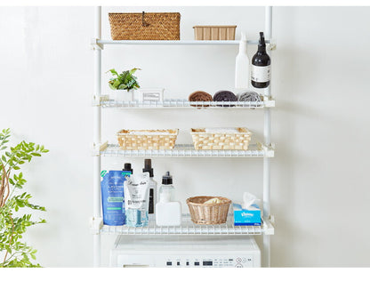 突っ張りラック 3段 幅伸縮式 省スペース スリム ホワイト おしゃれ 突っ張り壁面収納ラック ランドリーラック パーテーション 突っ張り棚 つっぱり棚 つっぱりラック 突っ張り 棚 ラック シェルフ 壁面 スリム 収納