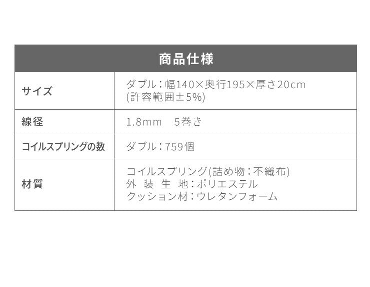 スチールベッド ポケットコイルマットレスセット ダブル マットレスセット パイプベッド マットレス 圧縮ロール仕様 ベッド