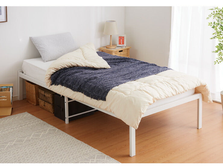 スチールベッド ダブル マットレス専用 フレーム単品 シンプル 一人暮らし 頑丈 省スペース スリム パイプベッド ベッド スチール パイプ ワンルーム 組立簡単