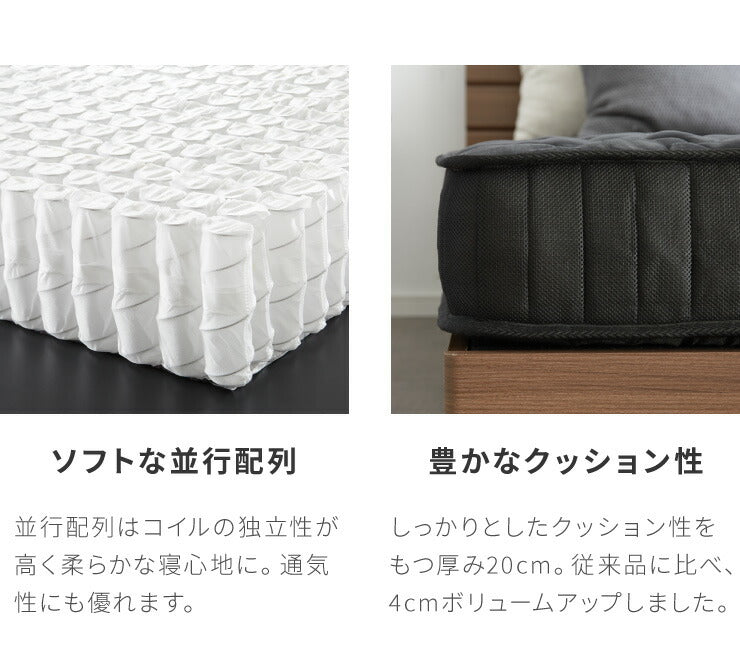 スチールベッド ポケットコイルマットレスセット シングル マットレスセット パイプベッド マットレス 圧縮ロール仕様 ベッド