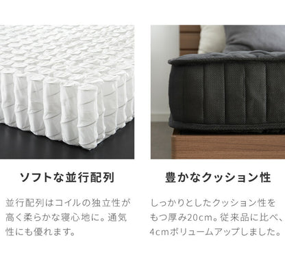 スチールベッド ポケットコイルマットレスセット セミダブル マットレスセット パイプベッド マットレス 圧縮ロール仕様 ベッド