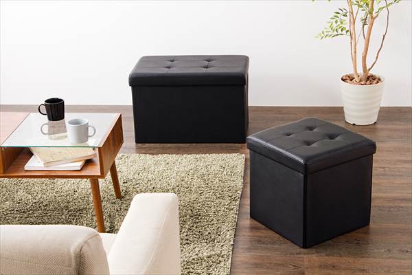 スツール 収納 正方形 38×38cm ボックス 折りたたみ PVCレザー 折り畳み コンパクト レザー おしゃれ 北欧 収納スツール 収納ボックス 椅子 イス チェア いす オットマン