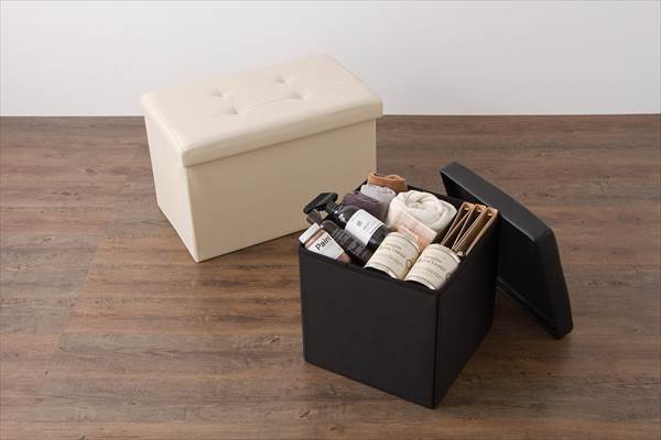 スツール 収納 正方形 38×38cm ボックス 折りたたみ PVCレザー 折り畳み コンパクト レザー おしゃれ 北欧 収納スツール 収納ボックス 椅子 イス チェア いす オットマン