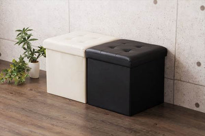 スツール 収納 ワイド 38×60cm ボックス 折りたたみ PVCレザー 折り畳み コンパクト レザー おしゃれ 北欧 収納スツール 収納ボックス 椅子 イス チェア いす オットマン