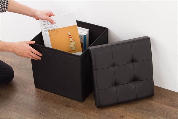 スツール 収納 ワイド 38×60cm ボックス 折りたたみ PVCレザー 折り畳み コンパクト レザー おしゃれ 北欧 収納スツール 収納ボックス 椅子 イス チェア いす オットマン