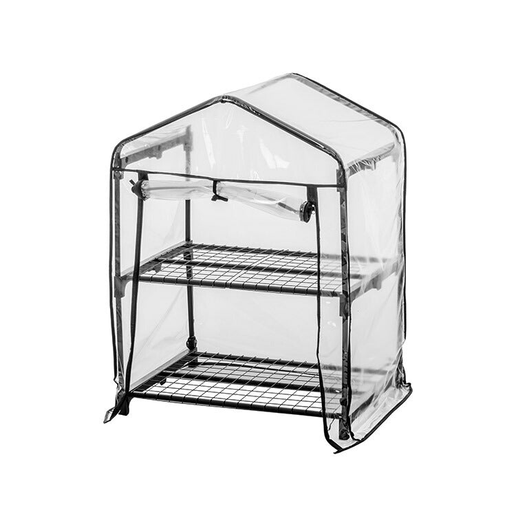 ビニール温室 2段 ブラック 組み立て簡単 工具不要 ビニール温室棚 2段ラック ビニールハウス フラワーラック ガーデンハウス フラワーハウス ラック ベランダ 家庭用 園芸 栽培 コンパクト 小型