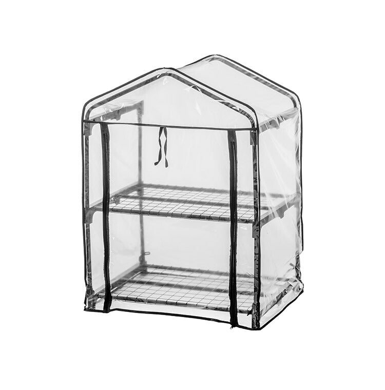 ビニール温室 2段 ブラック 組み立て簡単 工具不要 ビニール温室棚 2段ラック ビニールハウス フラワーラック ガーデンハウス フラワーハウス ラック ベランダ 家庭用 園芸 栽培 コンパクト 小型