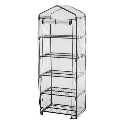 ビニール温室 5段 ブラック 組み立て簡単 工具不要 ビニール温室棚 5段ラック ビニールハウス フラワーラック ガーデンハウス フラワーハウス ラック ベランダ 家庭用 園芸 栽培 コンパクト 小型