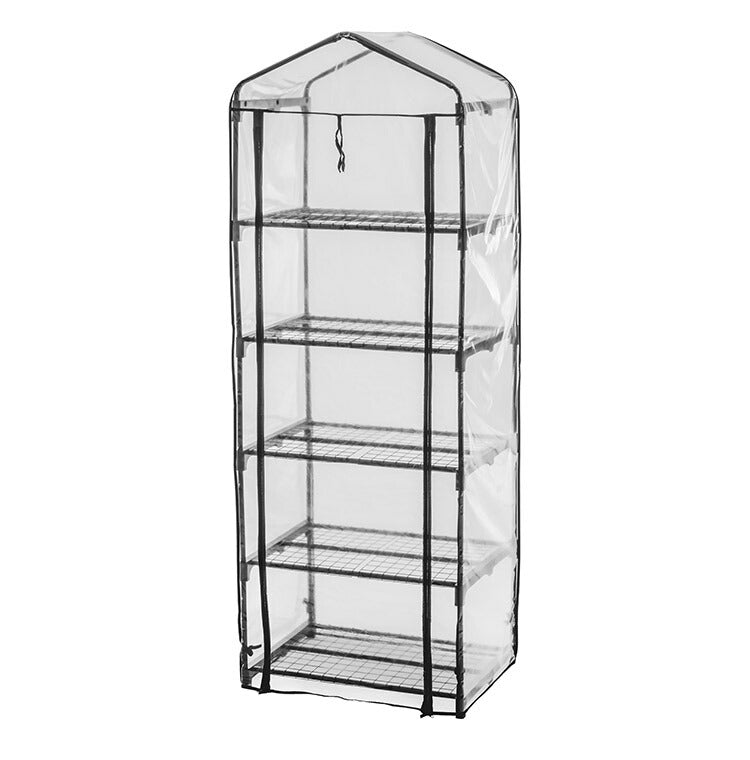 ビニール温室 5段 ブラック 組み立て簡単 工具不要 ビニール温室棚 5段ラック ビニールハウス フラワーラック ガーデンハウス フラワーハウス ラック ベランダ 家庭用 園芸 栽培 コンパクト 小型