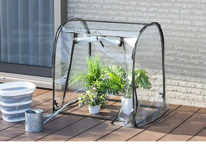 ビニール温室 ドーム型 ブラック 組み立て簡単 工具不要 ビニール温室棚 ビニールハウス フラワーラック ガーデンハウス フラワーハウス ラック ベランダ 家庭用 園芸 栽培 コンパクト 小型