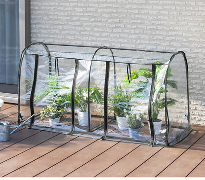 ビニール温室 ドーム型ダブル ブラック 組み立て簡単 工具不要 ビニール温室棚 ビニールハウス フラワーラック ガーデンハウス フラワーハウス ラック ベランダ 家庭用 園芸 栽培 コンパクト 小型