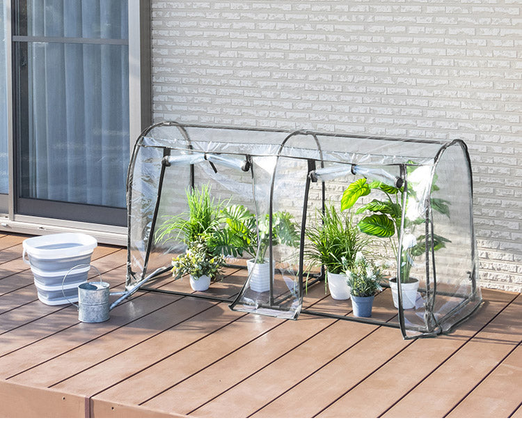 ビニール温室 ドーム型ダブル ブラック 組み立て簡単 工具不要 ビニール温室棚 ビニールハウス フラワーラック ガーデンハウス フラワーハウス ラック ベランダ 家庭用 園芸 栽培 コンパクト 小型