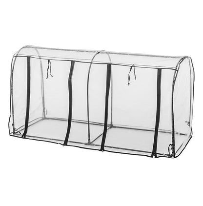 ビニール温室 ドーム型ダブル ブラック 組み立て簡単 工具不要 ビニール温室棚 ビニールハウス フラワーラック ガーデンハウス フラワーハウス ラック ベランダ 家庭用 園芸 栽培 コンパクト 小型