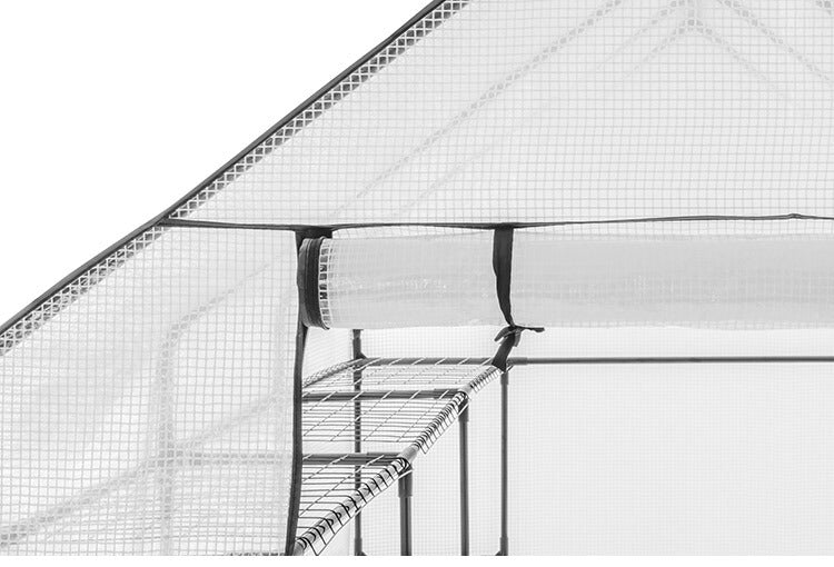 ビニール温室 大型 ラック付き 6段 ブラック 組み立て簡単 工具不要 ビニールハウス サイクルハウス 自転車収納 フラワーラック ガーデンハウス フラワーハウス ラック ベランダ 家庭用 園芸 栽培