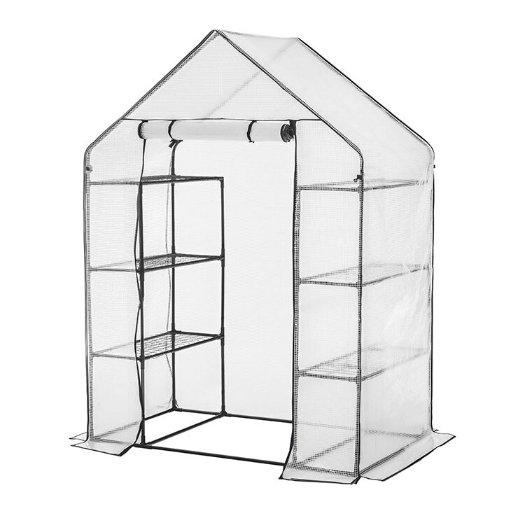 ビニール温室 大型 ラック付き 6段 ブラック 組み立て簡単 工具不要 ビニールハウス サイクルハウス 自転車収納 フラワーラック ガーデンハウス フラワーハウス ラック ベランダ 家庭用 園芸 栽培