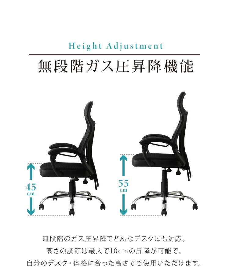 130度リクライニング可能 オフィスチェア ランバーサポート付き ハイバックチェア デスクチェア メッシュバック リクライニングチェア 肘付き 在宅勤務 テレワーク