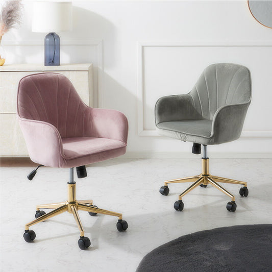 くすみカラー デザインワークチェア おしゃれ かわいい ベルベット ベロア デスクチェア オフィスチェア ゴールド パソコンチェア PCチェア エレガントスタイル 椅子 イス チェア
