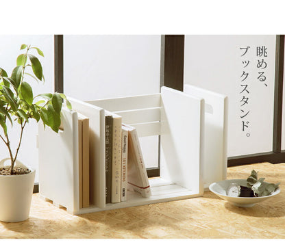ブックスタンド 同色2個セット 本立て スライド 木製 おしゃれ 卓上 マガジンラック 本棚 シェルフ スライドブックスタンド