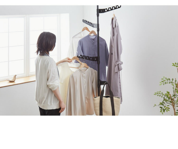 突っ張り ポールハンガー 省スペースハンガー 4段 165~295cm つっぱり ハンガーラック スリム 省スペース 洗濯物干し 部屋干し 物干し 突っ張り棒 室内物干し 収納 折りたたみ 折り畳み