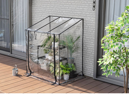 フラワースタンド用温室 ブラック 組み立て簡単 工具不要 ビニール温室棚 フラワースタンド 専用 ビニールハウス フラワーラック ガーデンハウス フラワーハウス ラック ベランダ 家庭用
