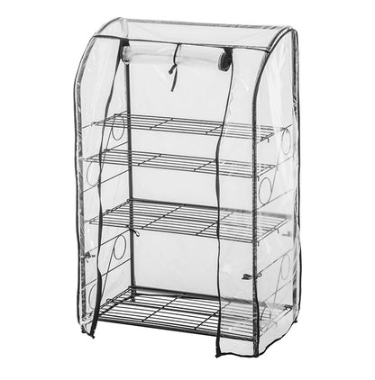 ガーデンラック カバー付き 115 3段 棚板自由自在 プランタースタンド 組み立て簡単 工具不要 ビニール温室棚 3段ラック ビニールハウス フラワーラック ガーデンハウス フラワーハウス ラック