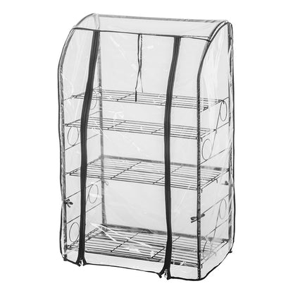 ガーデンラック カバー付き 115 3段 棚板自由自在 プランタースタンド 組み立て簡単 工具不要 ビニール温室棚 3段ラック ビニールハウス フラワーラック ガーデンハウス フラワーハウス ラック