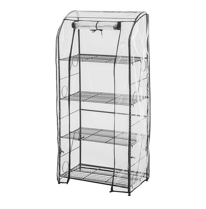 ガーデンラック カバー付き 150 4段 棚板自由自在 プランタースタンド 組み立て簡単 工具不要 ビニール温室棚 4段ラック ビニールハウス フラワーラック ガーデンハウス フラワーハウス ラック