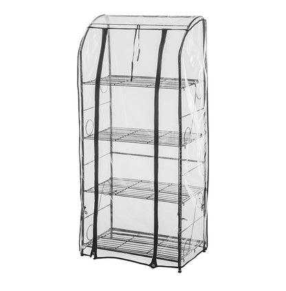 ガーデンラック カバー付き 150 4段 棚板自由自在 プランタースタンド 組み立て簡単 工具不要 ビニール温室棚 4段ラック ビニールハウス フラワーラック ガーデンハウス フラワーハウス ラック