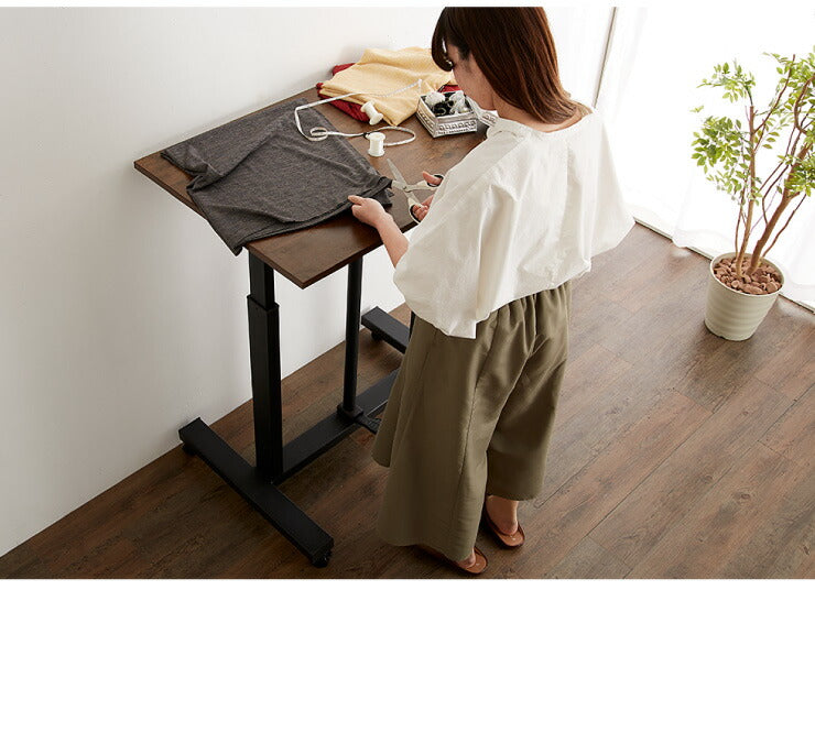 ガス圧昇降式デスク 昇降式テーブル 90cm幅 可動式 高さ調節 テレワーク 在宅勤務 デスク オフィスデスク スタンディングデスク パソコンデスク PCデスク 机 事務机 高さ調整 オフィス 幅90