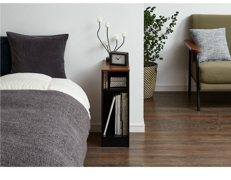 コンセント付き サイドテーブル オープンタイプ 幅20cm テーブル ナイトテーブル 収納 ベッド コンパクト おしゃれ スリム 木目