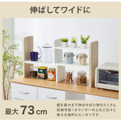 スパイスラック ヴィンテージ調 キッチン上収納 奥行き16cm 卓上 調味料 小物 収納 小さい ラック カウンター上収納棚 おしゃれ