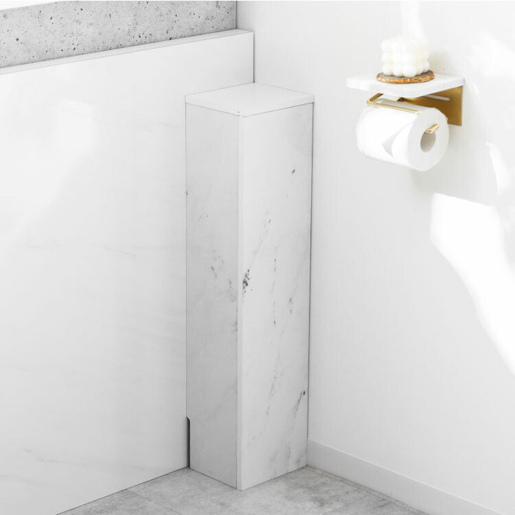 隠せる トイレラック スリム 幅17cm ヴィンテージ調 大理石調 トイレ