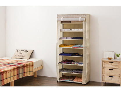 マルチ収納ラック 8段 収納ラック シューズラック ワードローブ クローゼット コンパクト 軽量 衣類収納 タオルラック スリム