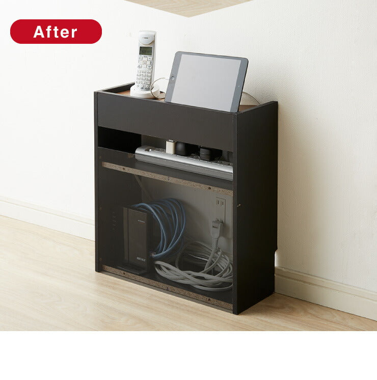 ルーター・ケーブル収納ボックス ロータイプ 収納 収納ケース ケーブル ルーター 配線 コード コンセント スリム 配線隠し