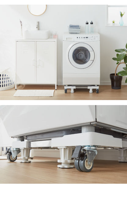 洗濯機スライド台 キャスター付き 水平器付き 伸縮式 耐荷重300kg ランドリー 可動 無段階調整 ストッパー付き 洗濯機ラック 排水パン 洗濯機パン スライド台