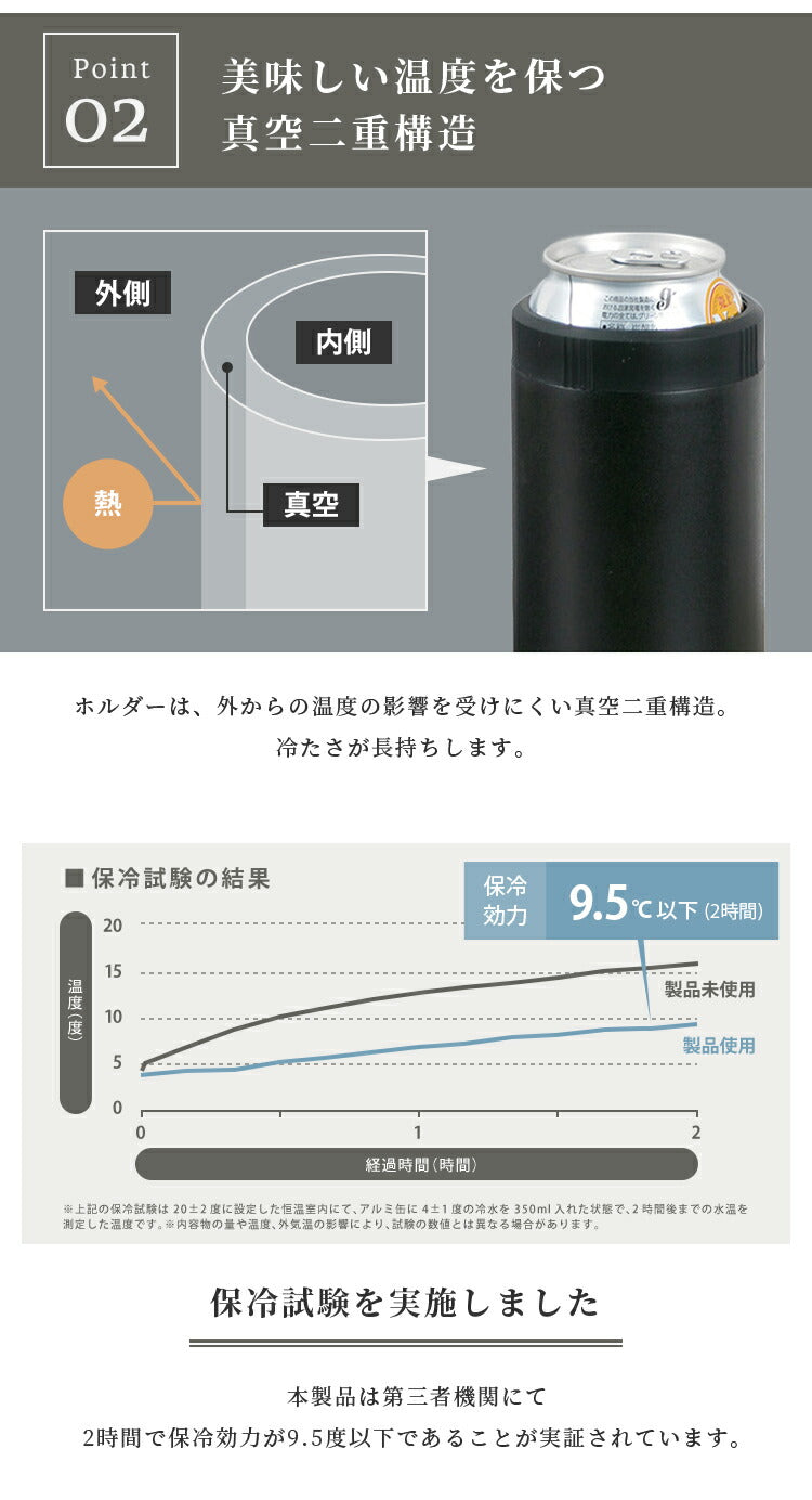 ドリンクホルダー UN+USUAL アニュージュアル 保冷缶ホルダー 350ml 真空二重構造 アウトドア キャンプ お出掛け 水筒 登山 アウトドア雑貨 缶 ビール