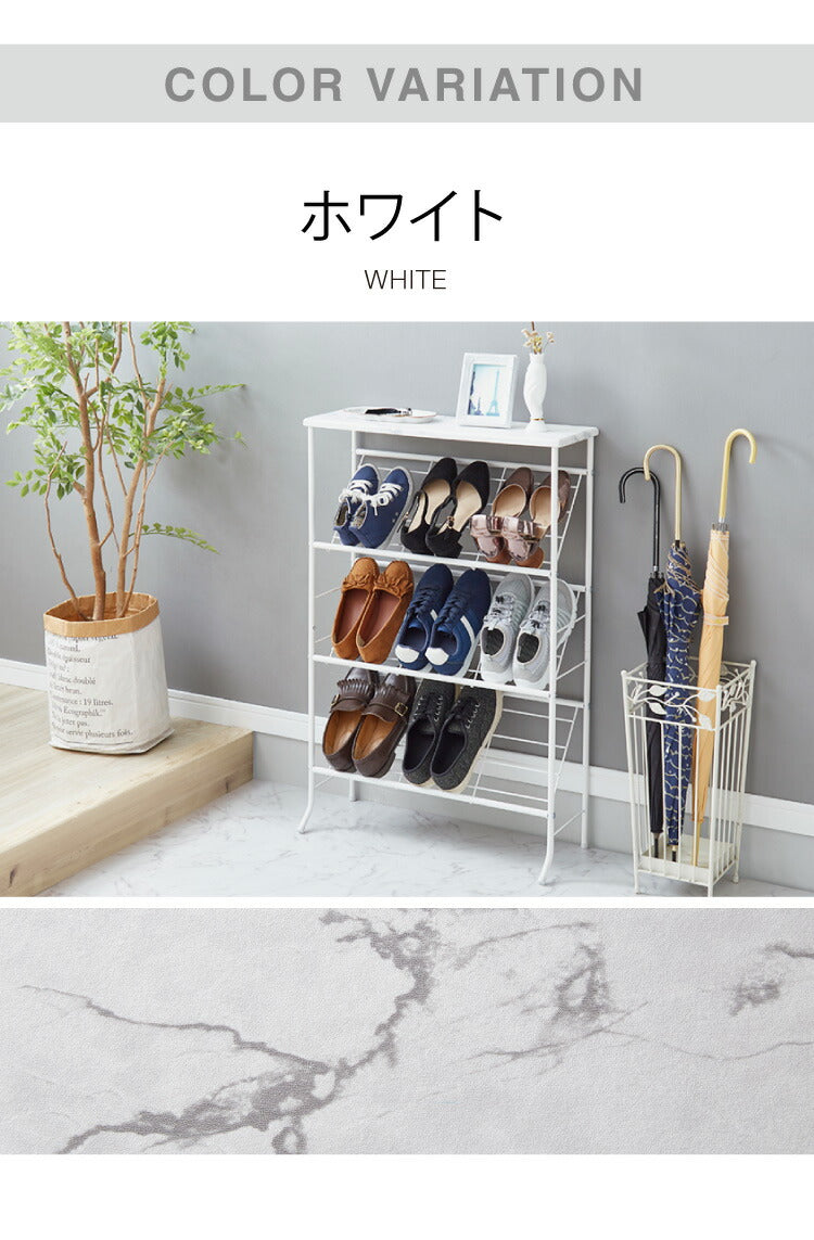 5%OFF】棚付き シューズラック 6足収納 幅60cm おしゃれな大理石柄