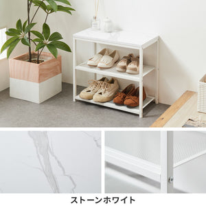 玄関ベンチ シューズラック 3段 ストーン調 幅50 収納ベンチ 玄関椅子 玄関収納 靴収納 靴入れ 腰掛け ベンチ 玄関スツール 収納スツール エントランスベンチ 靴棚