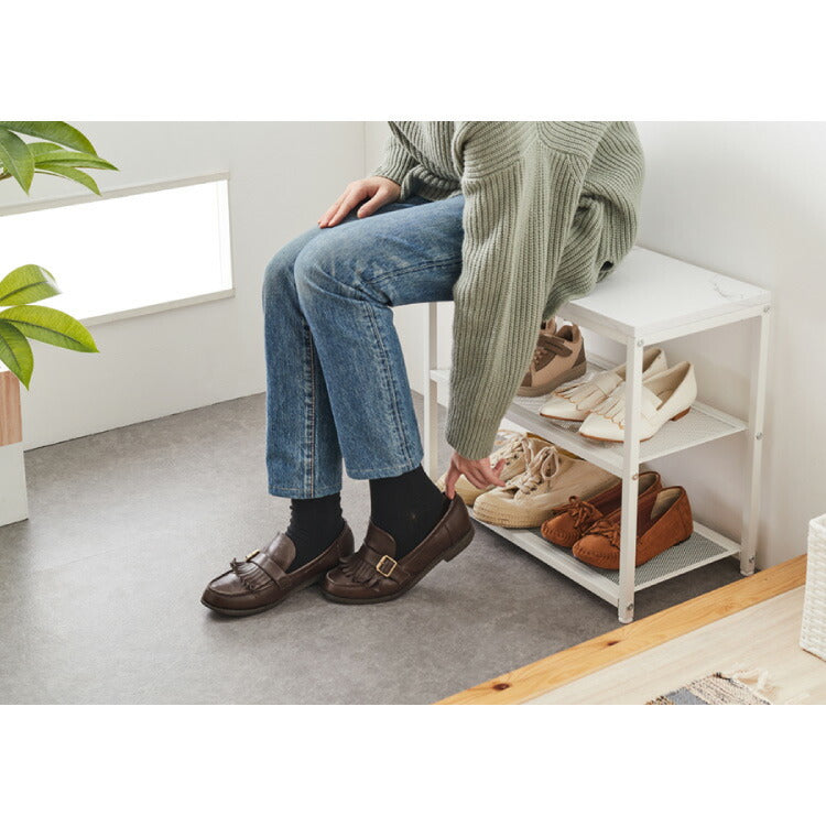 玄関ベンチ シューズラック 3段 ストーン調 幅50 収納ベンチ 玄関椅子 玄関収納 靴収納 靴入れ 腰掛け ベンチ 玄関スツール 収納スツール エントランスベンチ 靴棚